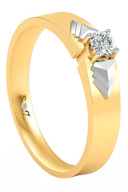 Divine Solitaires_Yellow Diamonds 18kt Gold Winged Design Ring_Online_at_Aza_Fashions