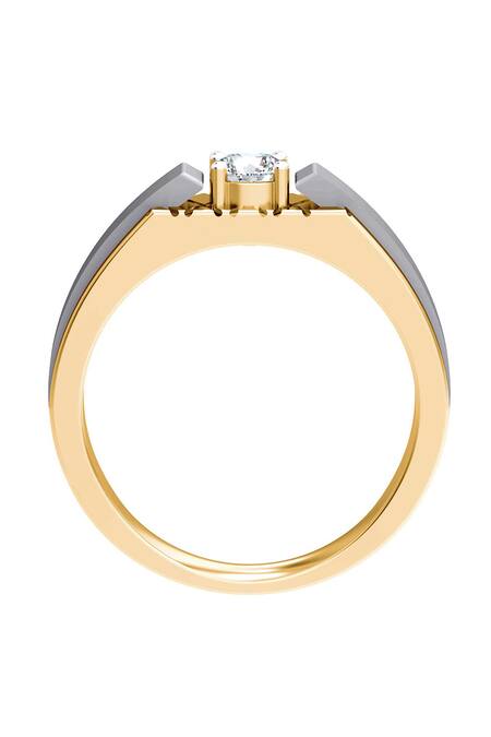 Buy_Divine Solitaires_Gold Diamonds Geometric Carved Ring_Online_at_Aza_Fashions