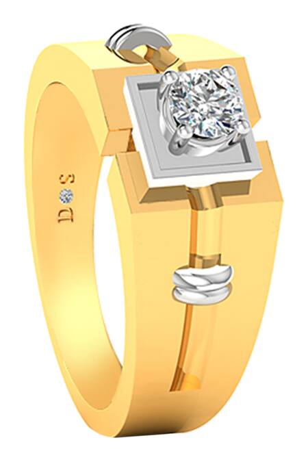 Divine Solitaires Yellow Diamonds 18kt Gold Rectangle Cutwork Ring Online at Aza Fashions Divine Solitaires_Yellow Diamonds 18kt Gold Rectangle Cutwork Ring_Online_at_Aza_Fashions