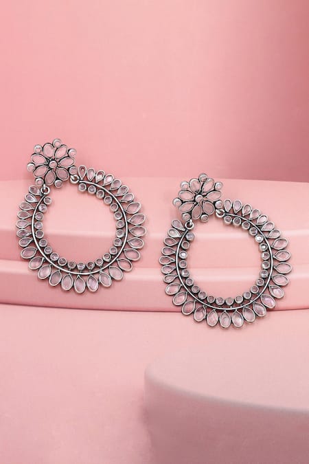 Sangeeta Boochra Checker Stone Studded Earrings 