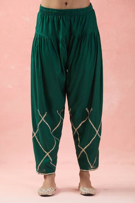 Buy Samyukta Singhania Green Denim, Silk, Organza, Satin Gota Patti, Embroidery Floral Anarkali Set Buy_Samyukta Singhania_Green Denim, Silk, Organza, Satin Gota Patti, Embroidery Floral Anarkali Set