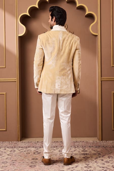 Histori Gold Bead Embroidered Tuxedo Jacket & Pant 