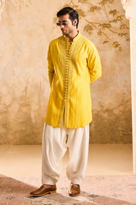 Histori Mustard Tonal Embroidered Kurta & Salwar Set 