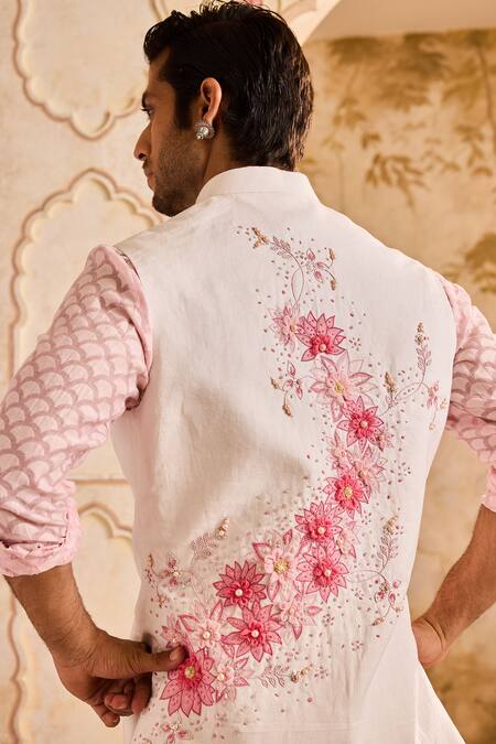 Buy Histori Ivory Chanderi, Cotton, Linen, Silk Cut Work, Embroidery Floral Bundi Set Online at Aza Fashions Buy_Histori_Ivory Chanderi, Cotton, Linen, Silk Cut Work, Embroidery Floral Bundi Set _Online_at_Aza_Fashions