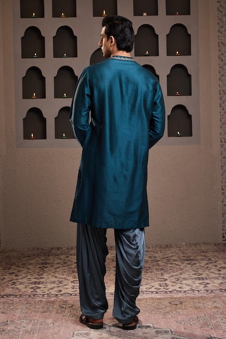 Shop Histori Green Chanderi, Modal, Satin Beads Embroidered Kurta And Salwar Set at Aza Fashions Shop_Histori_Green Chanderi, Modal, Satin Beads Embroidered Kurta And Salwar Set _at_Aza_Fashions