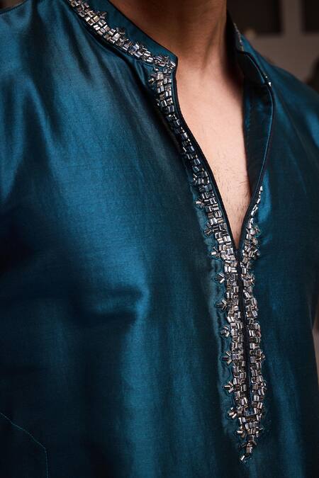 Histori Green Chanderi, Modal, Satin Beads Embroidered Kurta And Salwar Set at Aza Fashions Histori_Green Chanderi, Modal, Satin Beads Embroidered Kurta And Salwar Set _at_Aza_Fashions