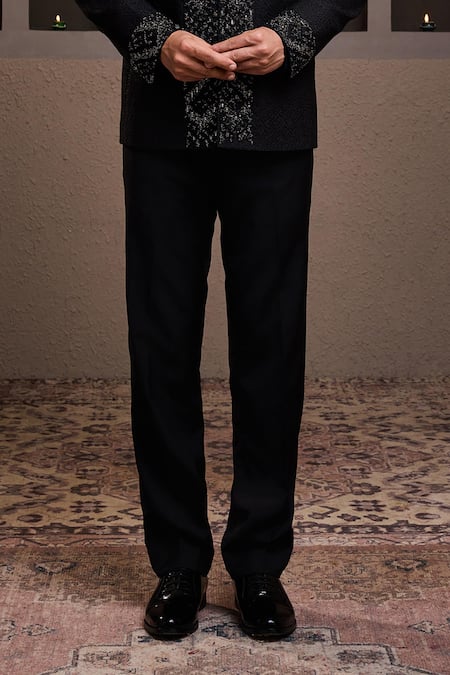 Shop Histori Black Cotton, Lycra, Silk Crystals, Beads, Embroidery Raw Jodhpuri Set Online at Aza Fashions Shop_Histori_Black Cotton, Lycra, Silk Crystals, Beads, Embroidery Raw Jodhpuri Set _Online_at_Aza_Fashions