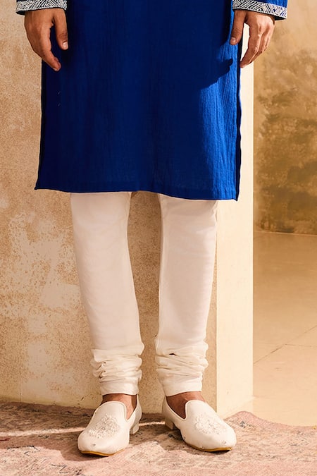Histori Blue Linen, Cotton, Silk Beads, Cut Work Embroidered Kurta Set With Churidar Online at Aza Fashions Histori_Blue Linen, Cotton, Silk Beads, Cut Work Embroidered Kurta Set With Churidar _Online_at_Aza_Fashions