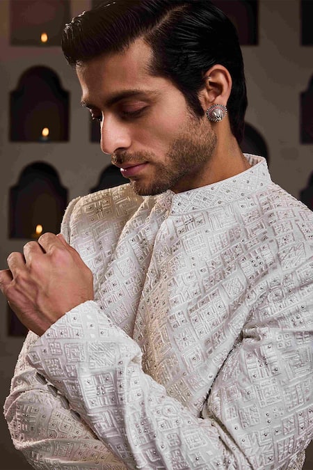 Shop Histori Off White Cotton, Silk Embroidery Jodhpuri Coat And Pant Online at Aza Fashions Shop_Histori_Off White Cotton, Silk Embroidery Jodhpuri Coat And Pant _Online_at_Aza_Fashions