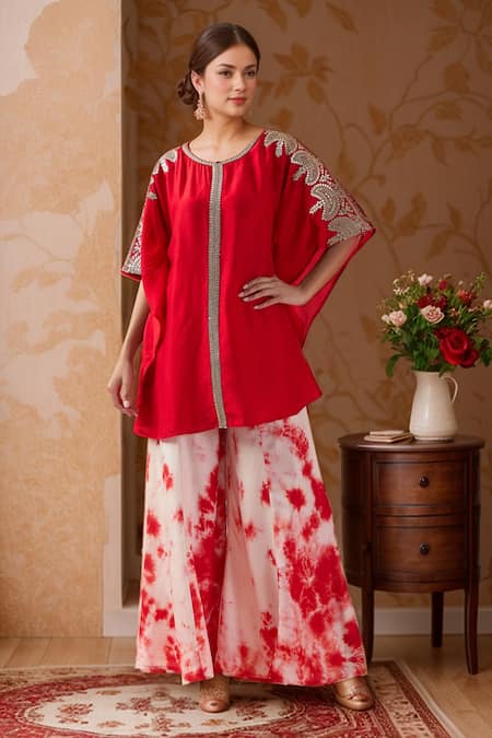 Samyukta Singhania Embroidered Dori Kaftan & Tye-Dye Palazzo 