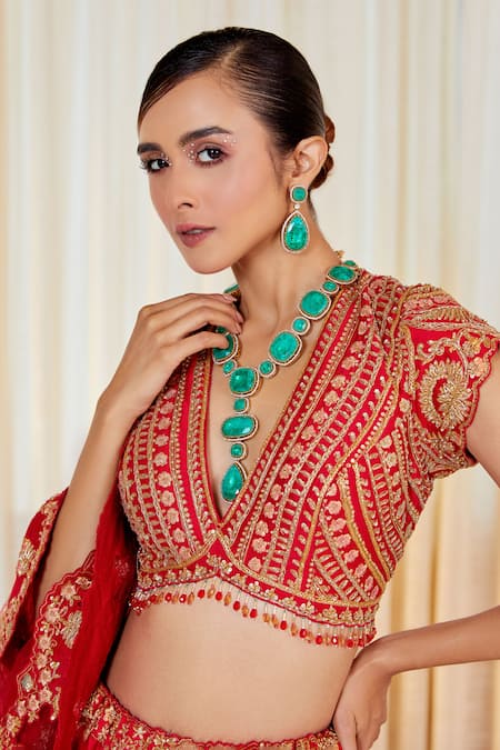 Pallavi Poddar Embroidered Silk Zardozi Lehenga Set 