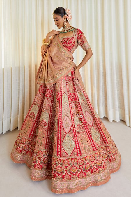 Pallavi Poddar Patchwork Zardozi Embroidered Lehenga Set 