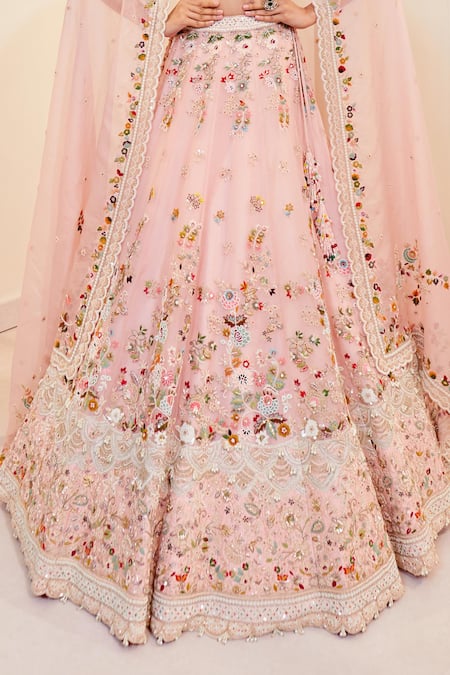 Buy Pallavi Poddar Pink Organza Pearls, Diamonds, Zari, Embroidery Plunge Pastel Dori Lehenga Set Online at Aza Fashions Buy_Pallavi Poddar_Pink Organza Pearls, Diamonds, Zari, Embroidery Plunge Pastel Dori Lehenga Set _Online_at_Aza_Fashions