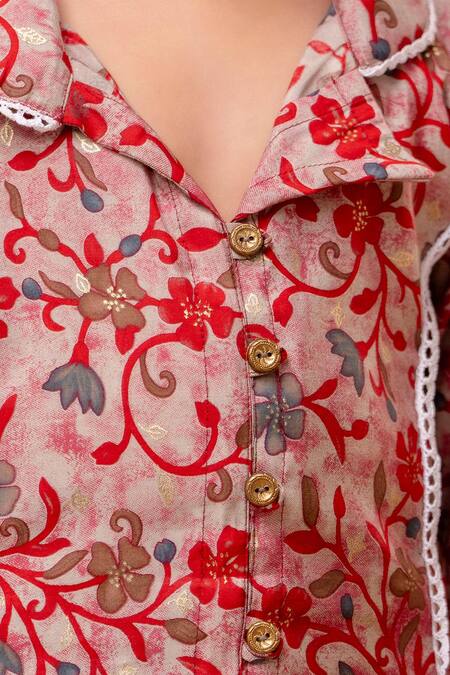 Buy_Samyukta Singhania_Multi Color Modal Embroidery, Lace Floral Print Shirt Kurta With Afghani Pant_Online_at_Aza_Fashions