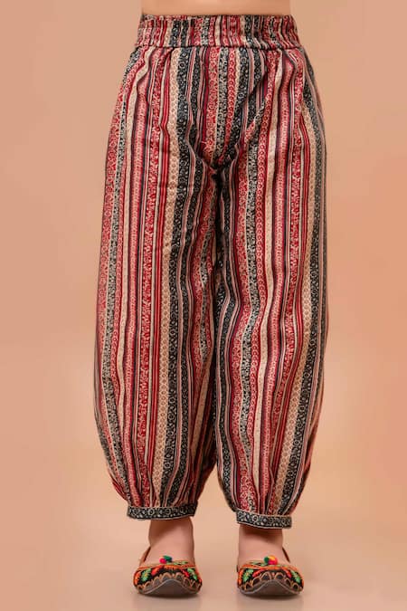 Samyukta Singhania_Multi Color Modal Embroidery, Lace Floral Print Shirt Kurta With Afghani Pant_at_Aza_Fashions