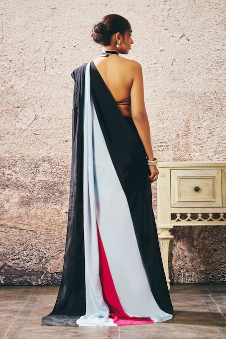 Masumi Mewawalla Colorblock Pre-Draped Saree & Halter Neck Blouse