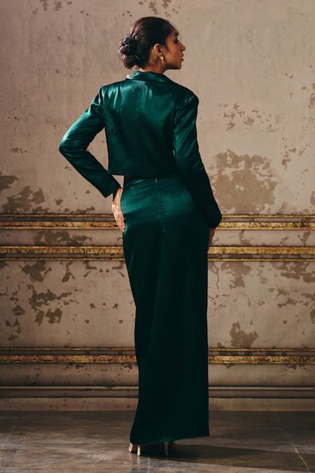 Masumi Mewawalla Embellished Blazer & Draped Skirt Set 