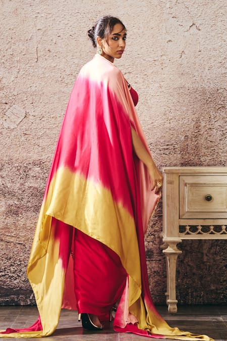 Masumi Mewawalla Ombre Sequin Shrug & Draped Skirt Set 