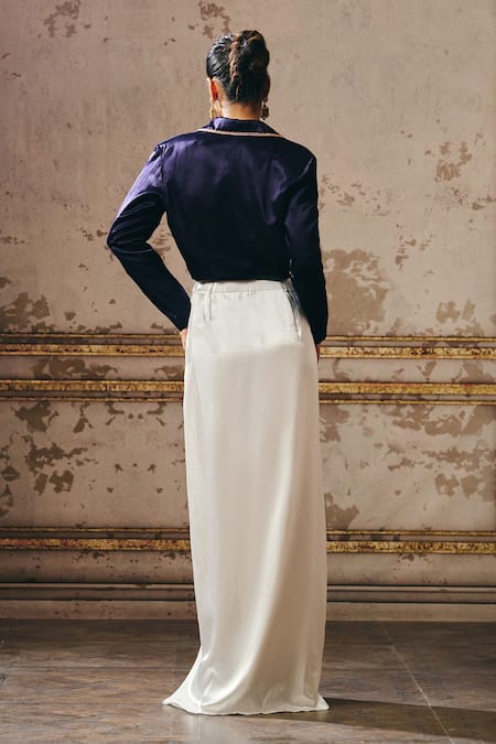 Masumi Mewawalla Sequin Embroidered Blazer & Draped Skirt Set 