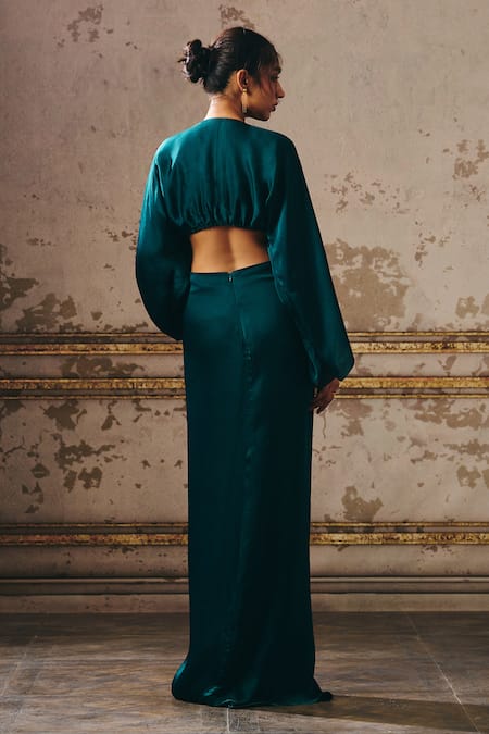 Masumi Mewawalla Butterfly Embellished Front Twisted Dress 