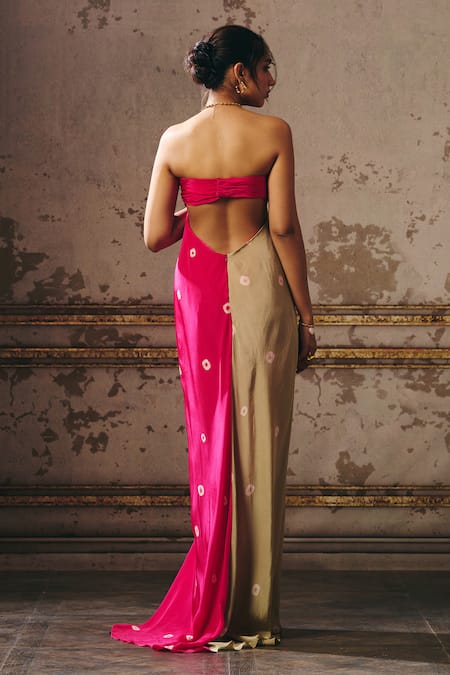 Masumi Mewawalla Shibori Color Blocked Maxi Dress 