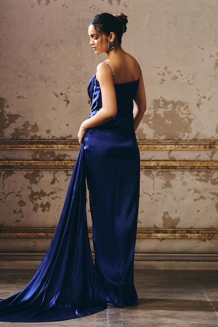 Masumi Mewawalla Embellished Shoulder Draped Gown 