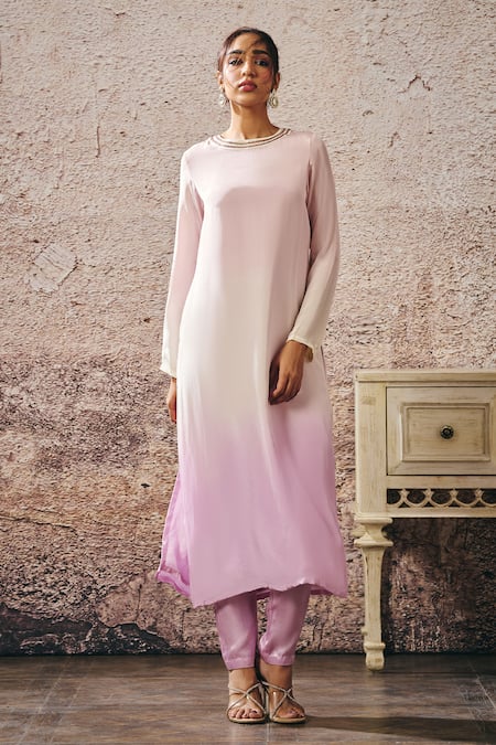 Masumi Mewawalla Embellished Neck Ombre Kurta 