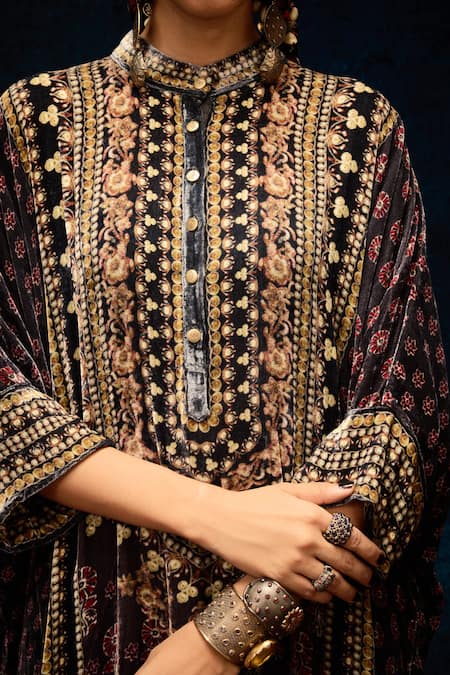 Buy_Rajdeep Ranawat_Burgundy Silk Ajrakh Print Palazzo 
