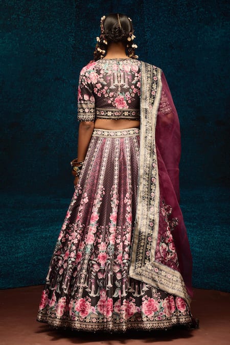 Rajdeep Ranawat Floral Ajrakh Print Lehenga Set 