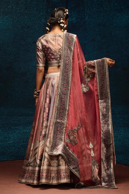 Rajdeep Ranawat Multi Color Ajrakh Print Lehenga Set 