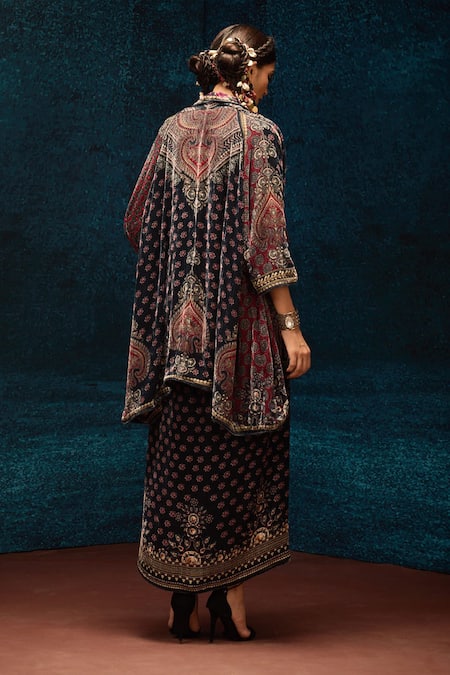 Rajdeep Ranawat Asymmetric Ajrakh Print Reversible Jacket 