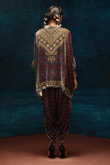 Rajdeep Ranawat Ajrakh Print Silk Velvet Short Tunic 