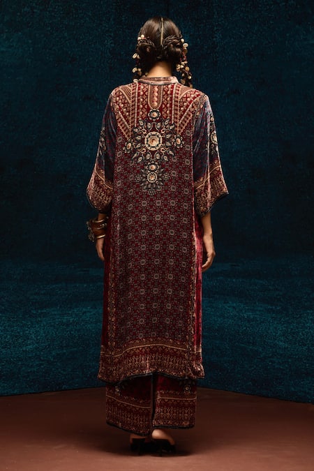 Rajdeep Ranawat Ajrakh Printed Silk Velvet Kurta 