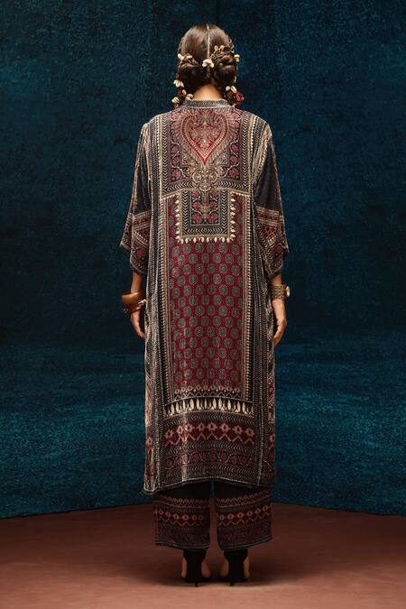 Rajdeep Ranawat Ajrakh Printed Silk Velvet Kurta 