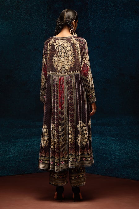 Rajdeep Ranawat Multi Color Ajrakh Printed Anarkali Tunic 