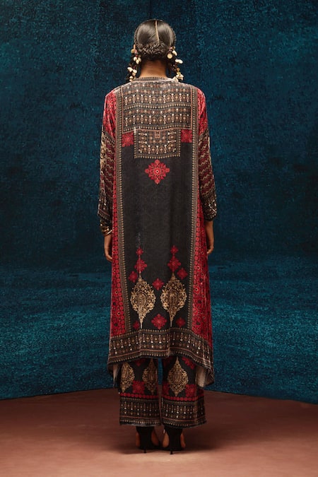 Rajdeep Ranawat Ajrakh Print Silk Velvet Tunic 