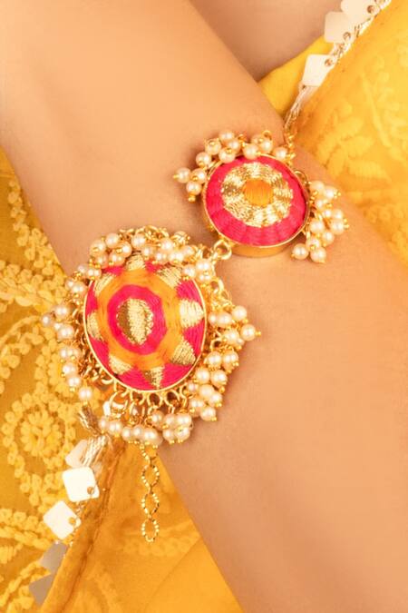 Buy Bauble Bazaar Pink Pearls Thread Embroidered Choker Set Online at Aza Fashions Buy_Bauble Bazaar_Pink Pearls Thread Embroidered Choker Set _Online_at_Aza_Fashions