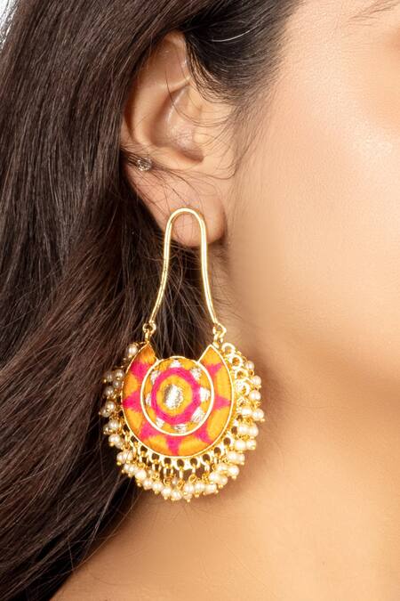 Bauble Bazaar Yellow Sunflower Bloom Chandbalis Online at Aza Fashions Bauble Bazaar_Yellow Sunflower Bloom Chandbalis _Online_at_Aza_Fashions