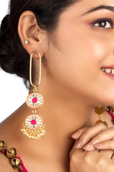 Bauble Bazaar Peach & Pink Petal Cascade Danglers 