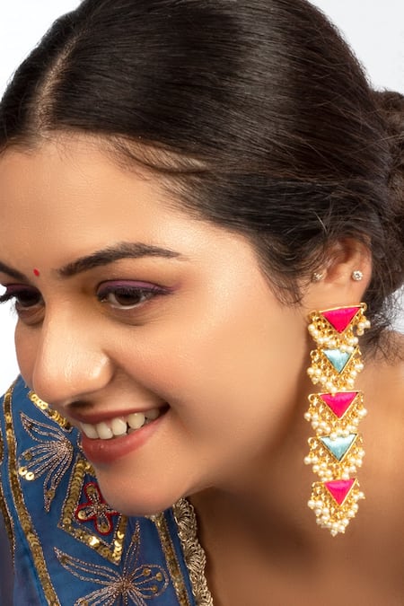 Bauble Bazaar 22kt Gold Plated Prism Breeze Drop Earrings 