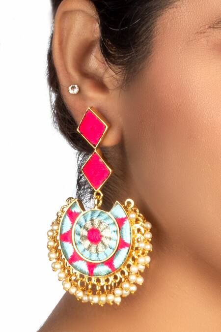 Bauble Bazaar Blue Petal Bloom Chandbalis Online at Aza Fashions Bauble Bazaar_Blue Petal Bloom Chandbalis _Online_at_Aza_Fashions