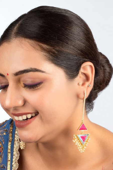 Bauble Bazaar Dew Prism Thread & Pearl Danglers 