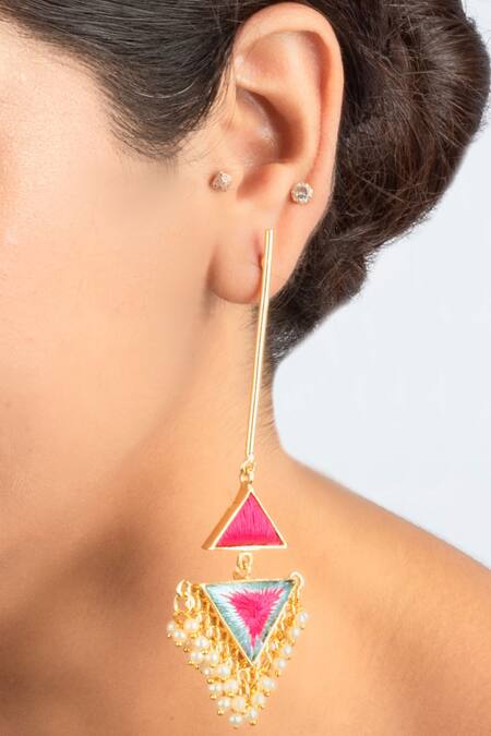 Bauble Bazaar Blue Pearls Dew Prism Thread And Danglers Online at Aza Fashions Bauble Bazaar_Blue Pearls Dew Prism Thread And Danglers _Online_at_Aza_Fashions