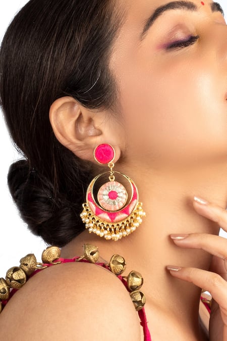 Bauble Bazaar Embroidered Pearl Chandbalis 