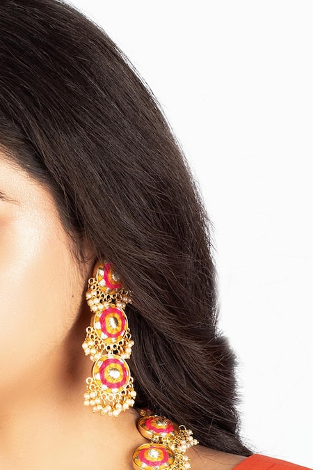 Buy_Bauble Bazaar_Yellow Pearls, Zari Thread Embroidered Necklace Set _Online_at_Aza_Fashions