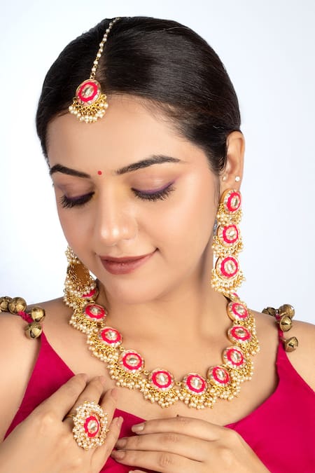 Bauble Bazaar Pearl Embellished Necklace Set 