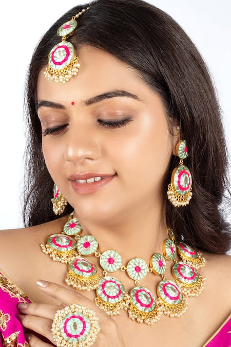 Bauble Bazaar Blossom Pearl Embroidered Jewellery Set 
