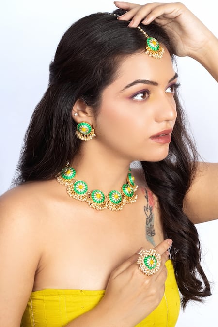 Bauble Bazaar Geometric Embroidered Choker Set 