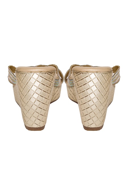 Buy_Kkarma Accessories_Gold Crystals Embellished Wedges _Online_at_Aza_Fashions