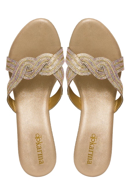 Kkarma Accessories Crystal Embellished Gold Wedges 
